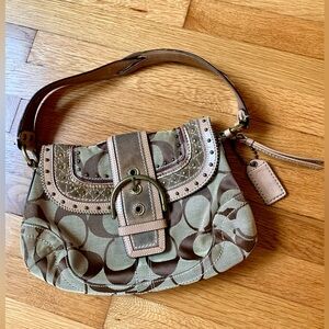 Limited Edition Vintage Coach Beige and Brown Shoulder Bag